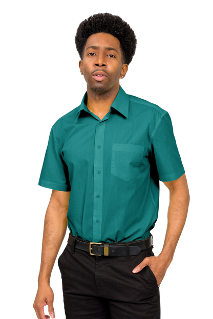 Men's Regular Fit Short Sleeve Solid Color Dress Shirts