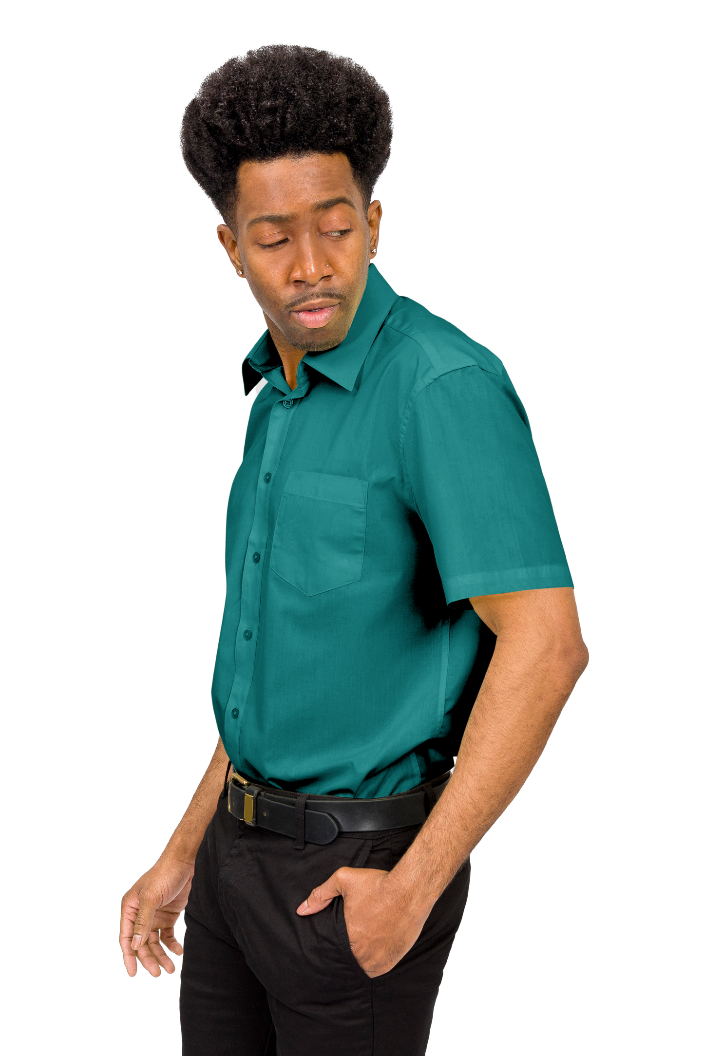 Men's Regular Fit Short Sleeve Solid Color Dress Shirts