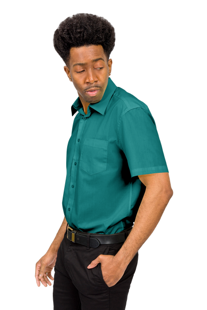 Men's Regular Fit Short Sleeve Solid Color Dress Shirts