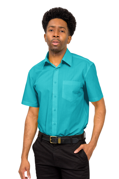 Men's Regular Fit Short Sleeve Solid Color Dress Shirts