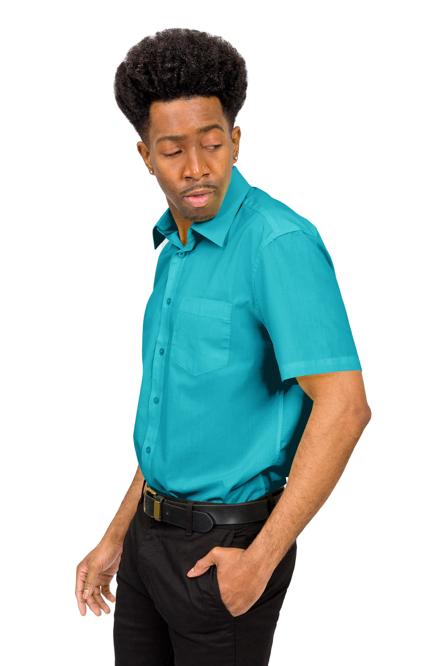 Men's Regular Fit Short Sleeve Solid Color Dress Shirts