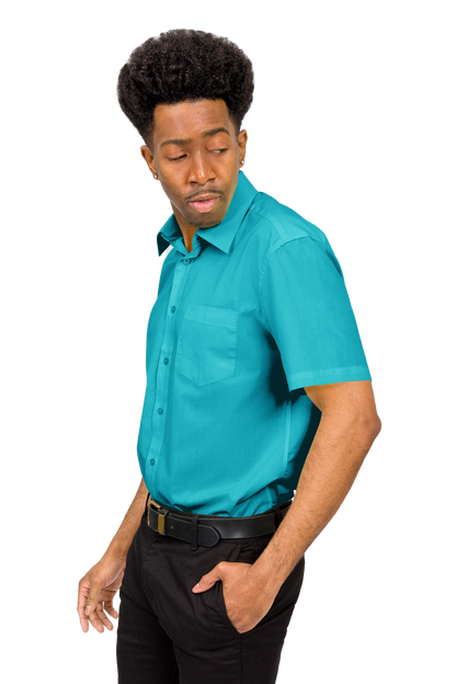Men's Regular Fit Short Sleeve Solid Color Dress Shirts
