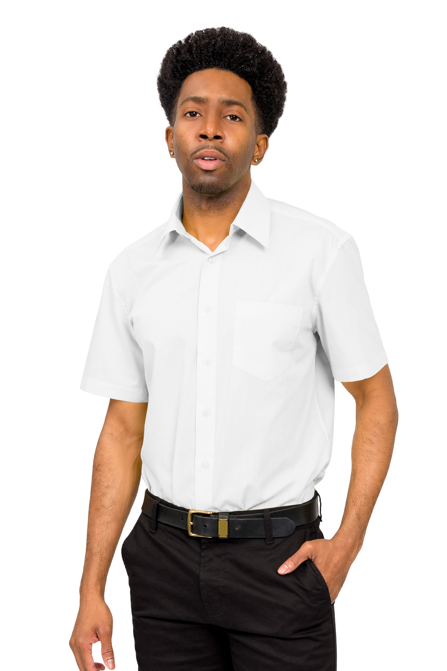 Men's Regular Fit Short Sleeve Solid Color Dress Shirts