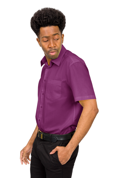 Men's Regular Fit Short Sleeve Solid Color Dress Shirts