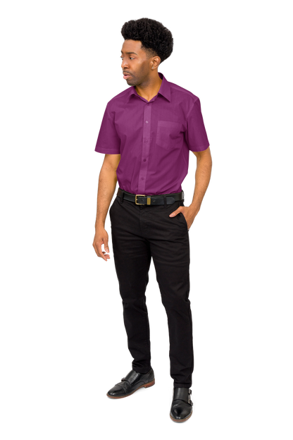 Men's Regular Fit Short Sleeve Solid Color Dress Shirts