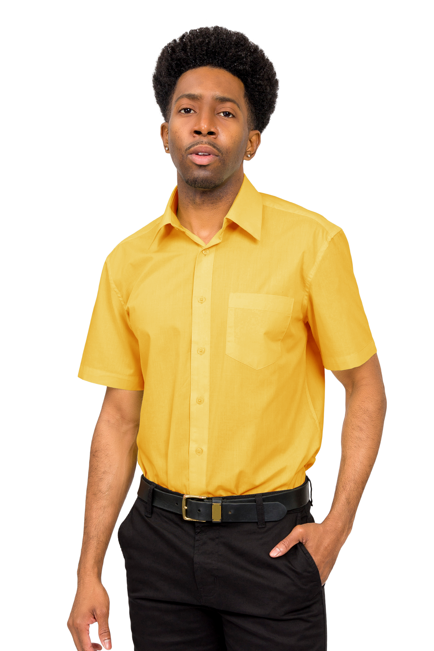 Men's Regular Fit Short Sleeve Solid Color Dress Shirts