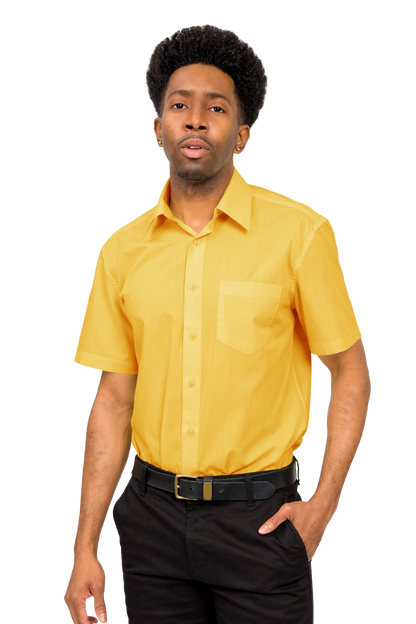Men's Regular Fit Short Sleeve Solid Color Dress Shirts
