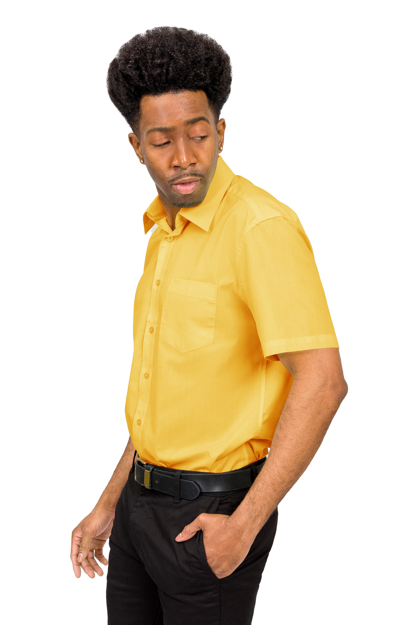 Men's Regular Fit Short Sleeve Solid Color Dress Shirts