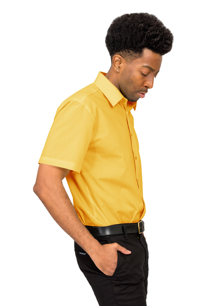 Men's Regular Fit Short Sleeve Solid Color Dress Shirts