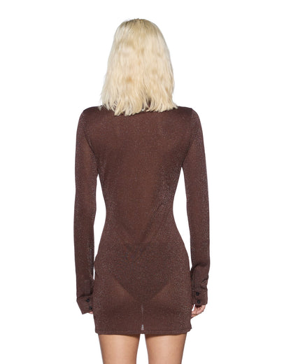 DEVIN LS SHIRTDRESS STONE LUREX