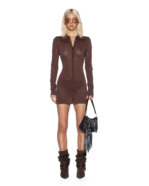DEVIN LS SHIRTDRESS STONE LUREX