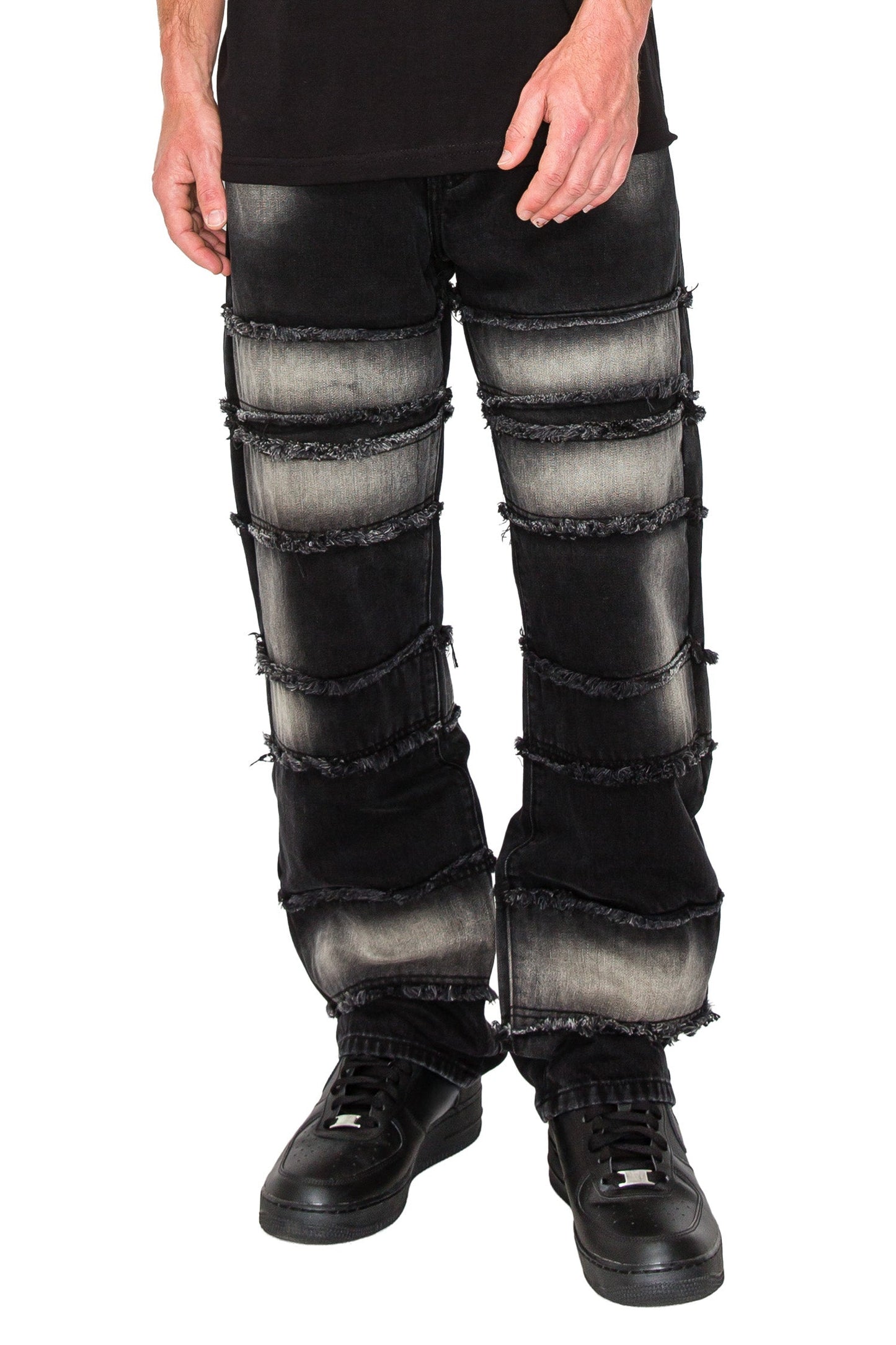 Men's Baggy Fit Raw Edge Denim Jeans