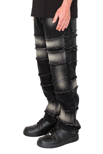 Men's Baggy Fit Raw Edge Denim Jeans