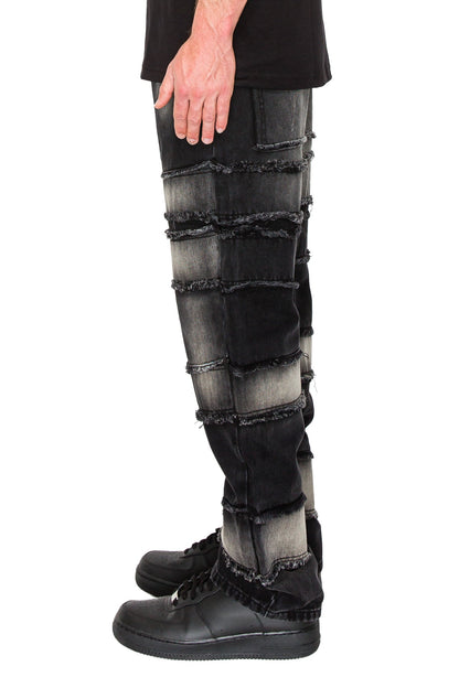 Men's Baggy Fit Raw Edge Denim Jeans