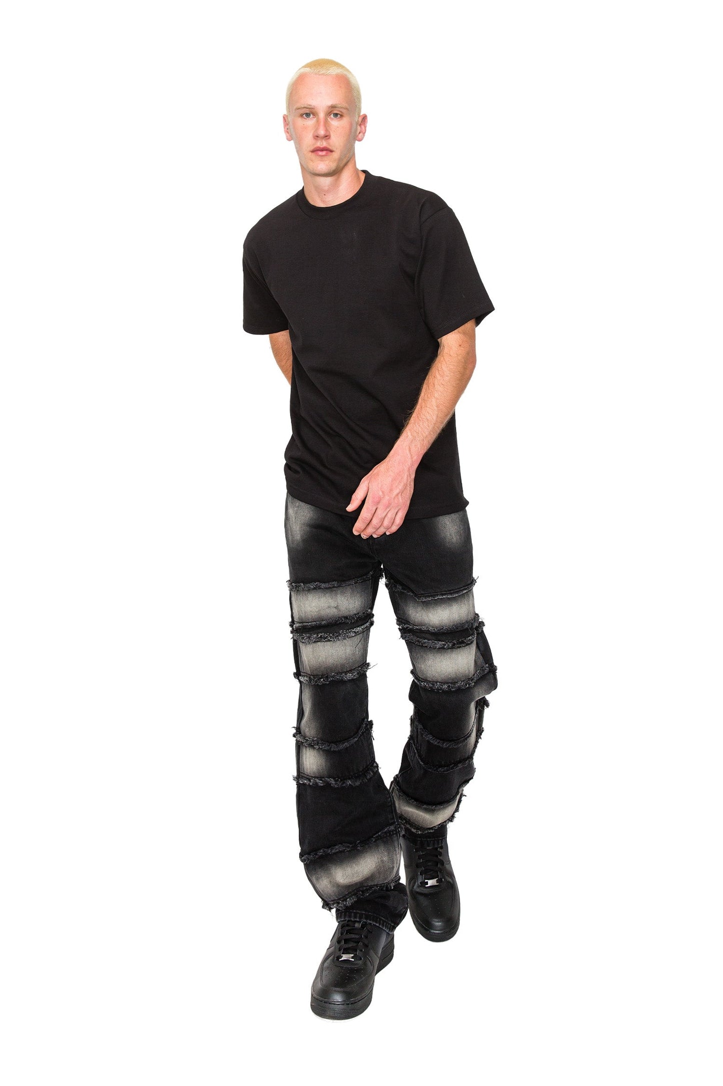 Men's Baggy Fit Raw Edge Denim Jeans