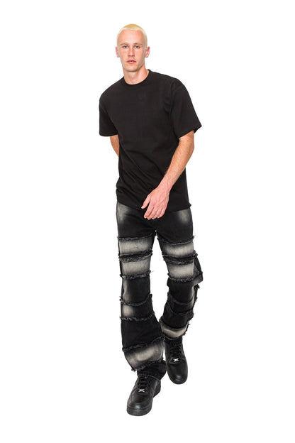 Men's Baggy Fit Raw Edge Denim Jeans