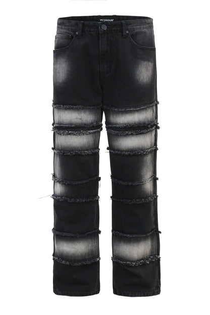Men's Baggy Fit Raw Edge Denim Jeans