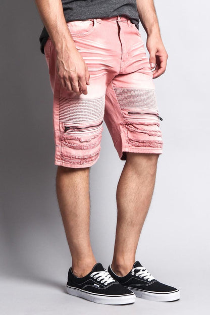Faded Zipper Front Biker Shorts