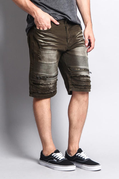 Faded Zipper Front Biker Shorts