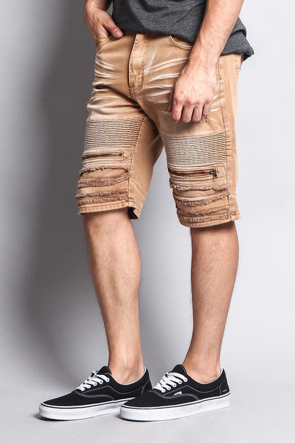 Faded Zipper Front Biker Shorts