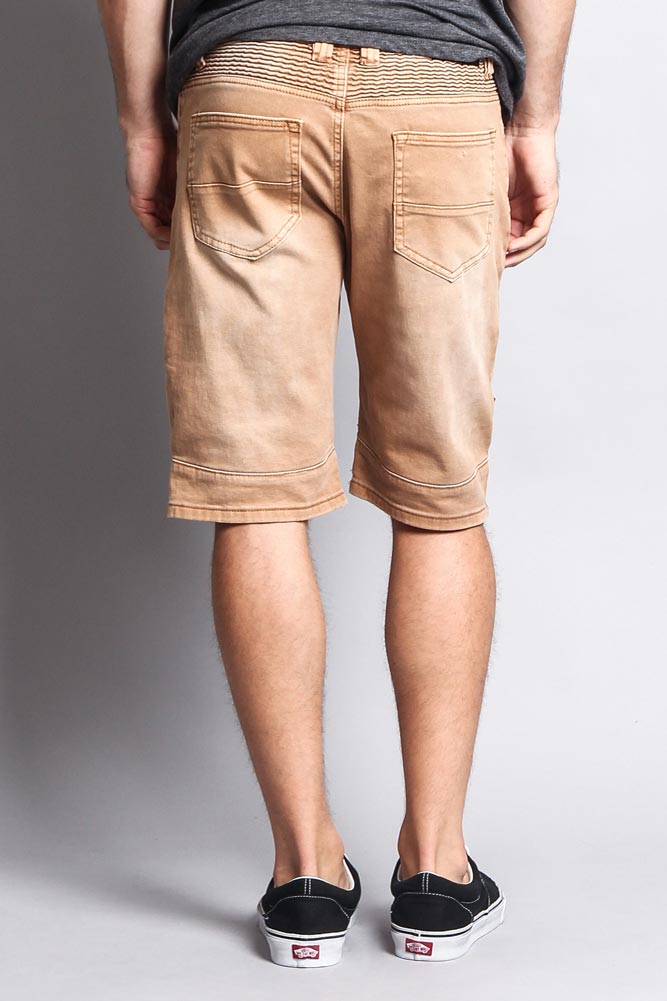 Faded Zipper Front Biker Shorts