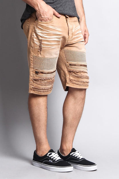 Faded Zipper Front Biker Shorts