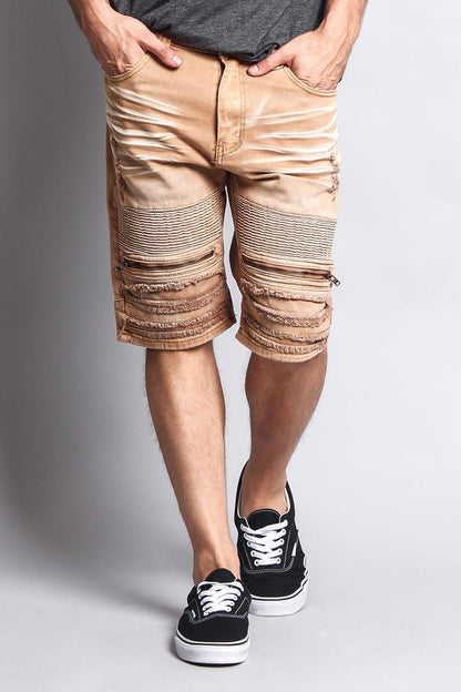 Faded Zipper Front Biker Shorts