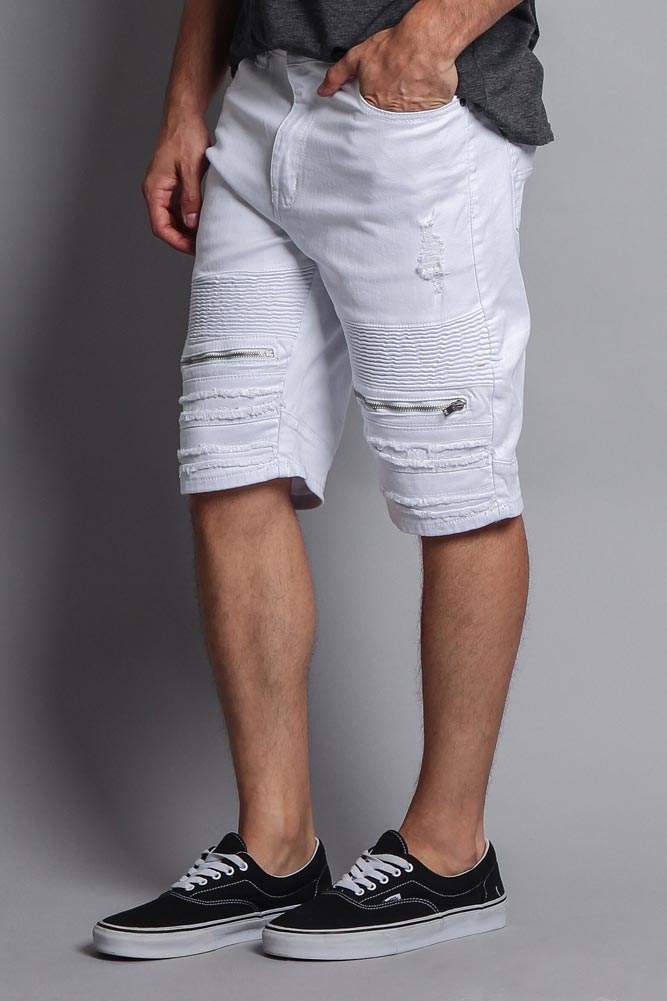 Faded Zipper Front Biker Shorts
