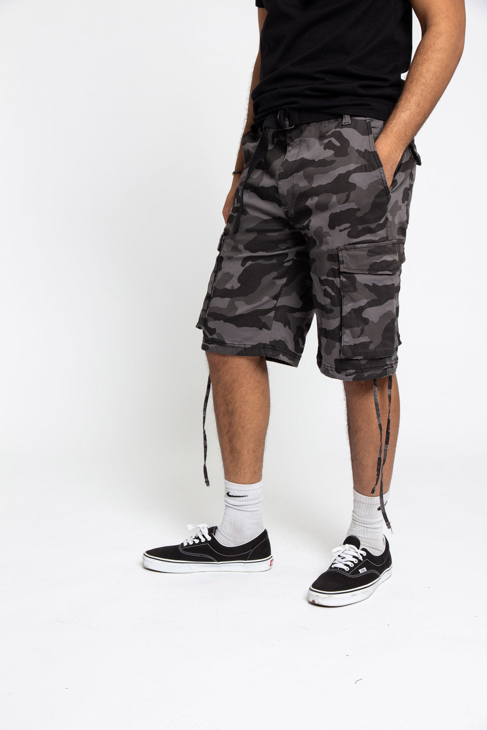 Belted Camo Cargo Shorts