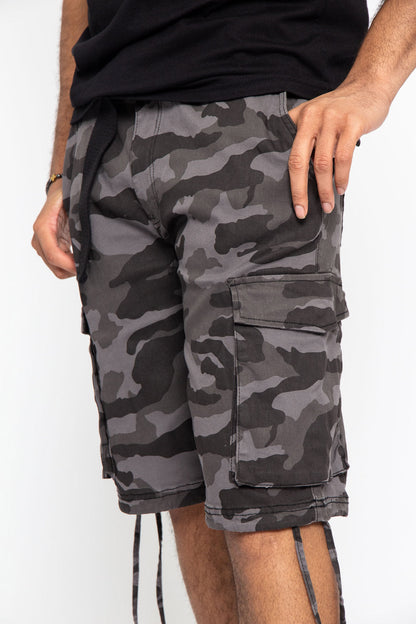 Belted Camo Cargo Shorts