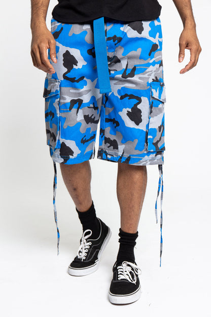 Belted Camo Cargo Shorts