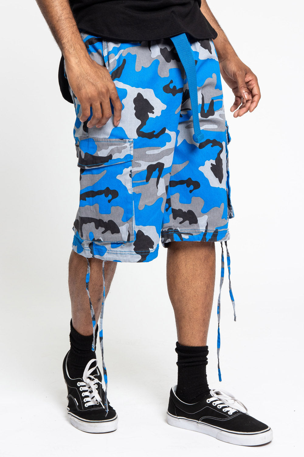 Belted Camo Cargo Shorts