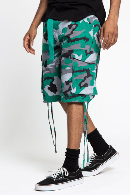 Belted Camo Cargo Shorts