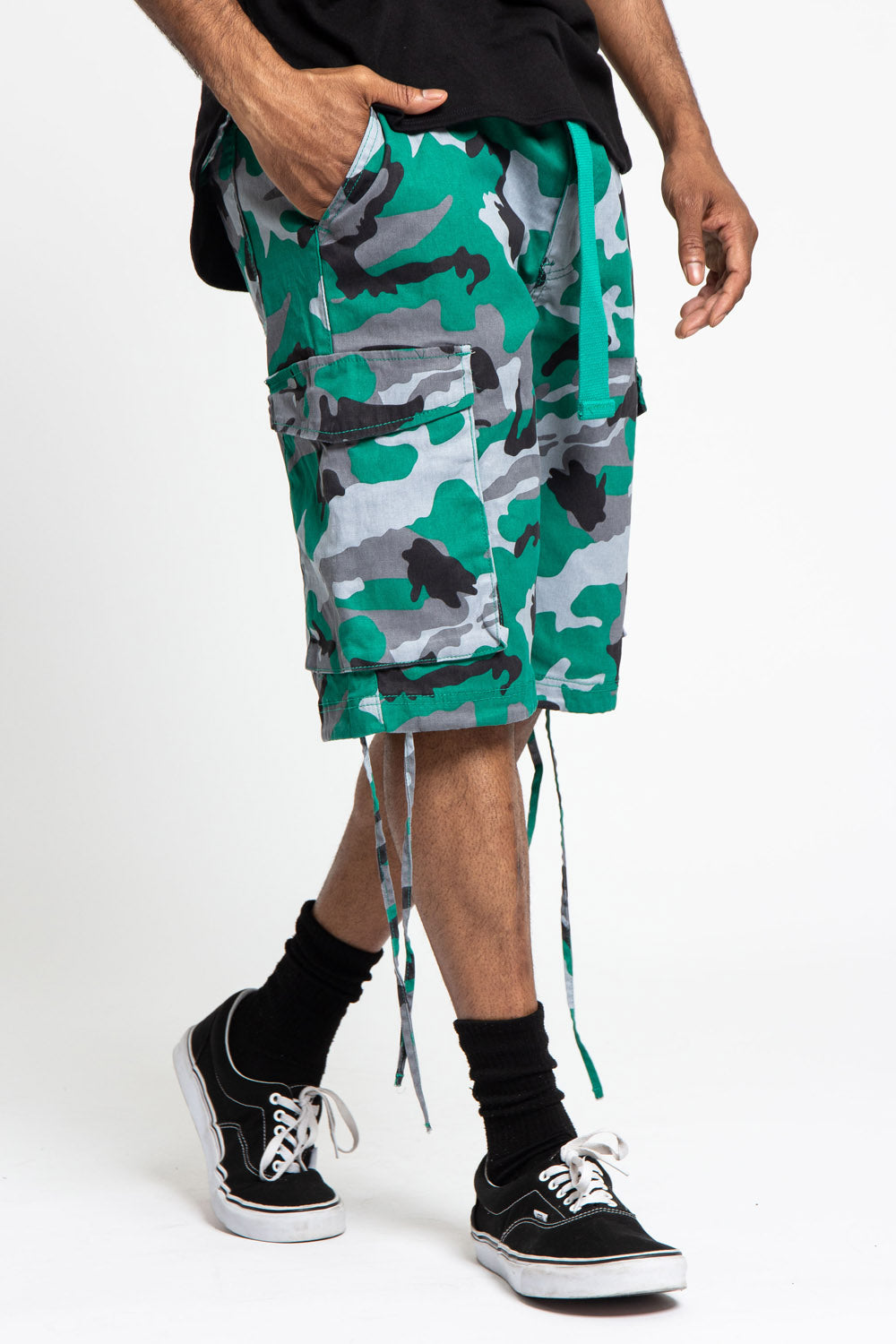 Belted Camo Cargo Shorts