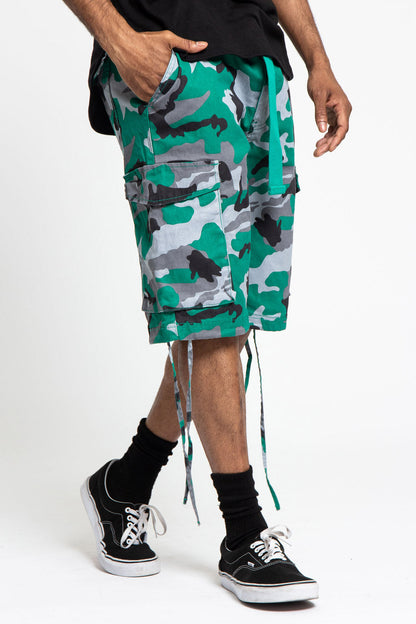 Belted Camo Cargo Shorts