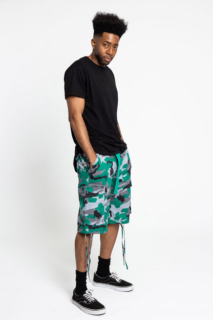 Belted Camo Cargo Shorts