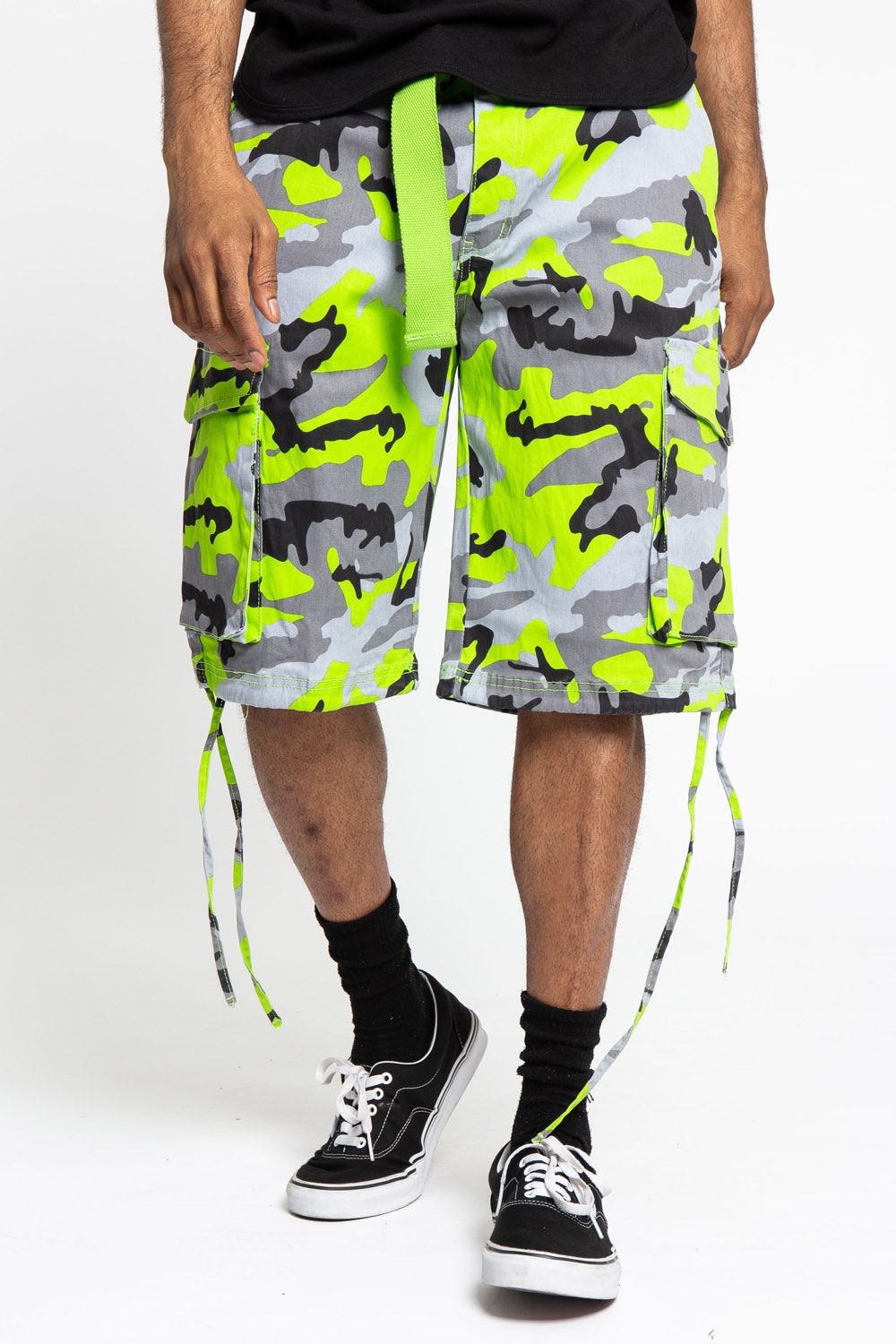 Belted Camo Cargo Shorts