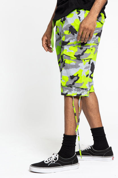 Belted Camo Cargo Shorts