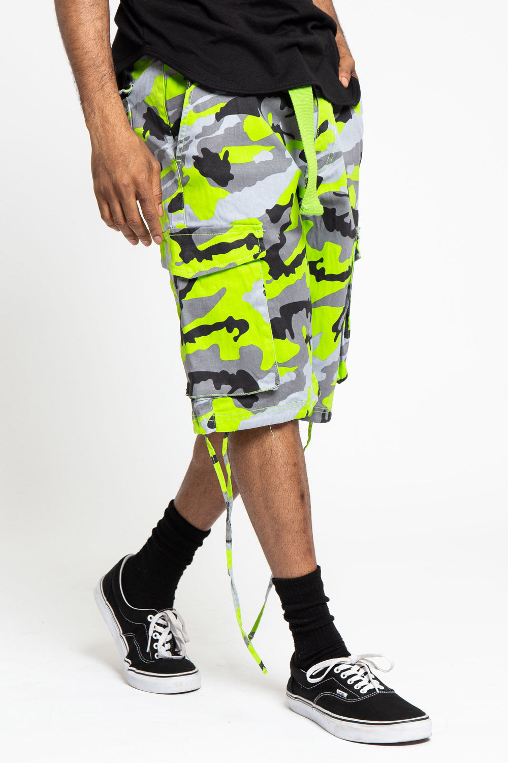Belted Camo Cargo Shorts