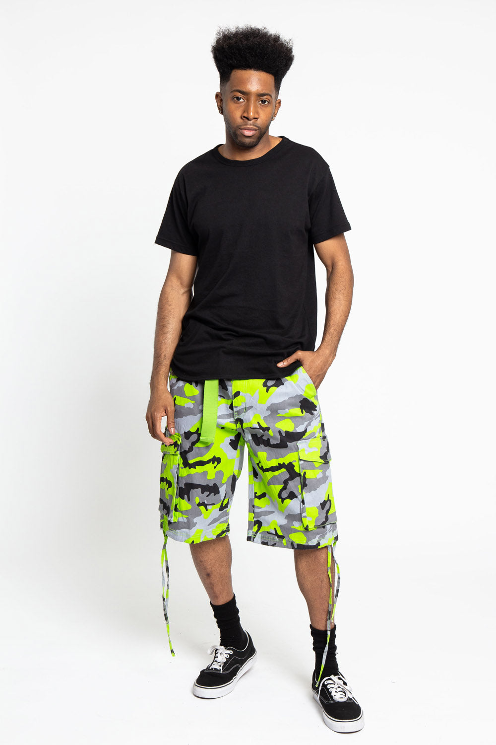Belted Camo Cargo Shorts