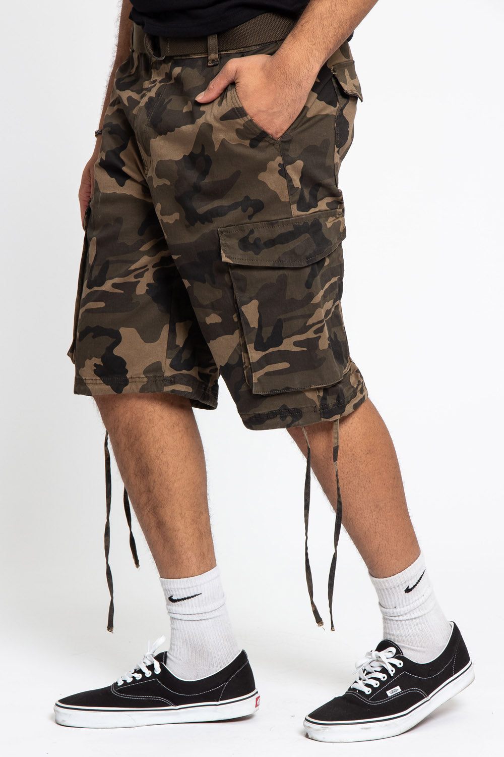Belted Camo Cargo Shorts