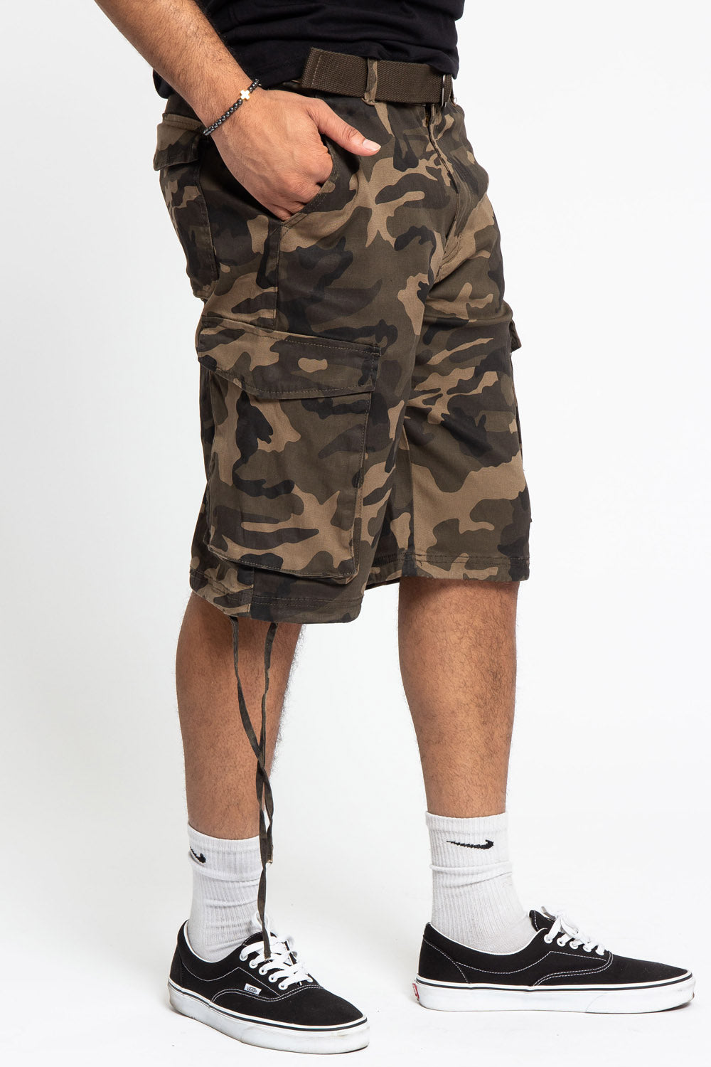 Belted Camo Cargo Shorts