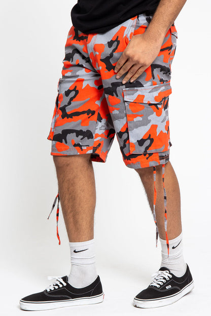 Belted Camo Cargo Shorts