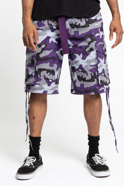 Belted Camo Cargo Shorts