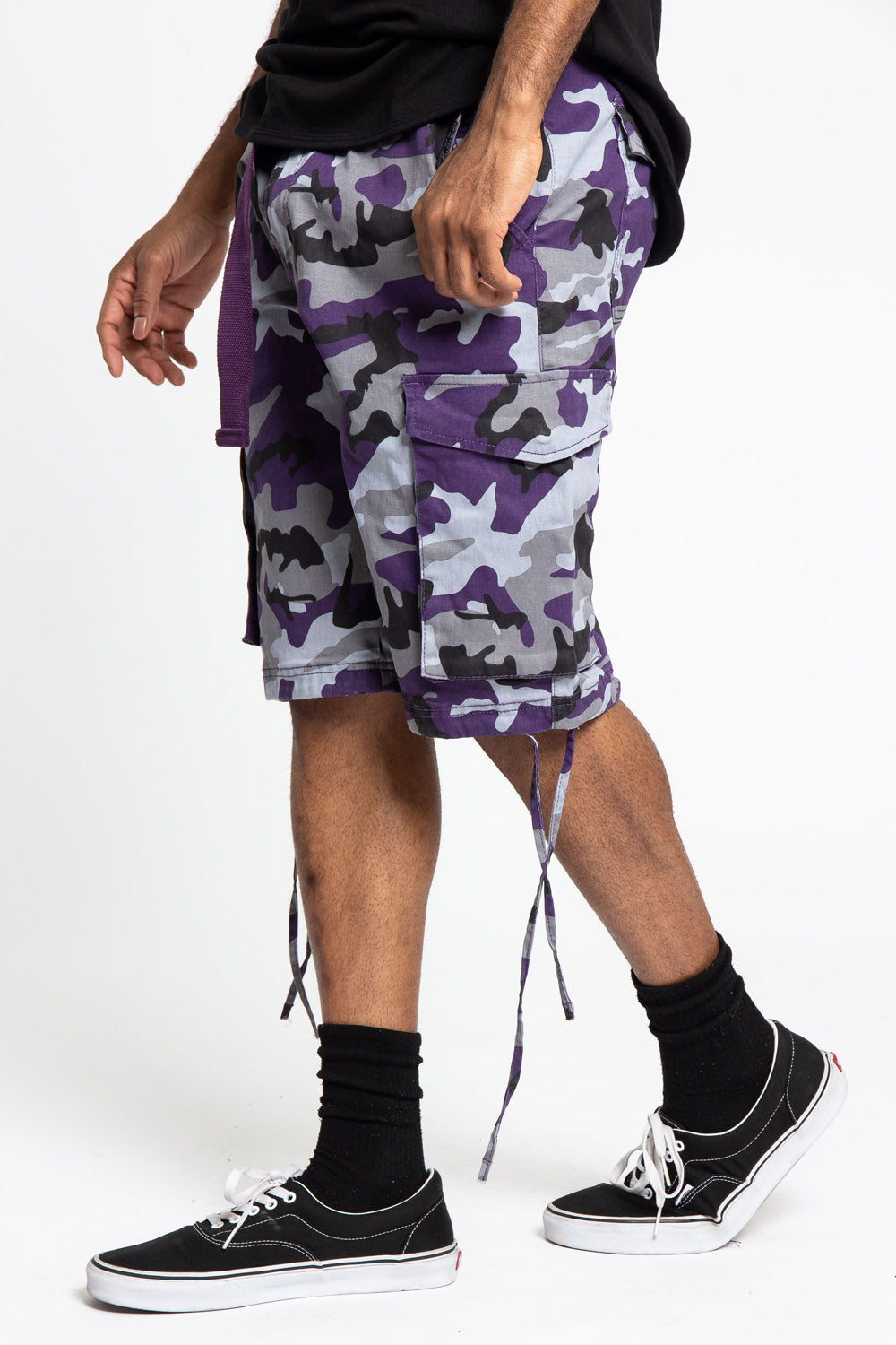 Belted Camo Cargo Shorts