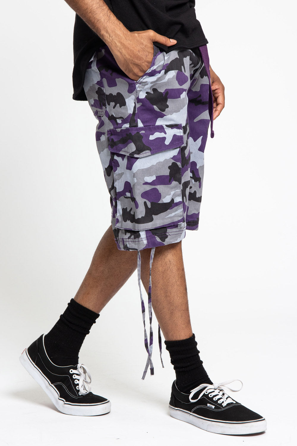 Belted Camo Cargo Shorts