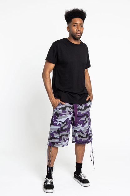 Belted Camo Cargo Shorts
