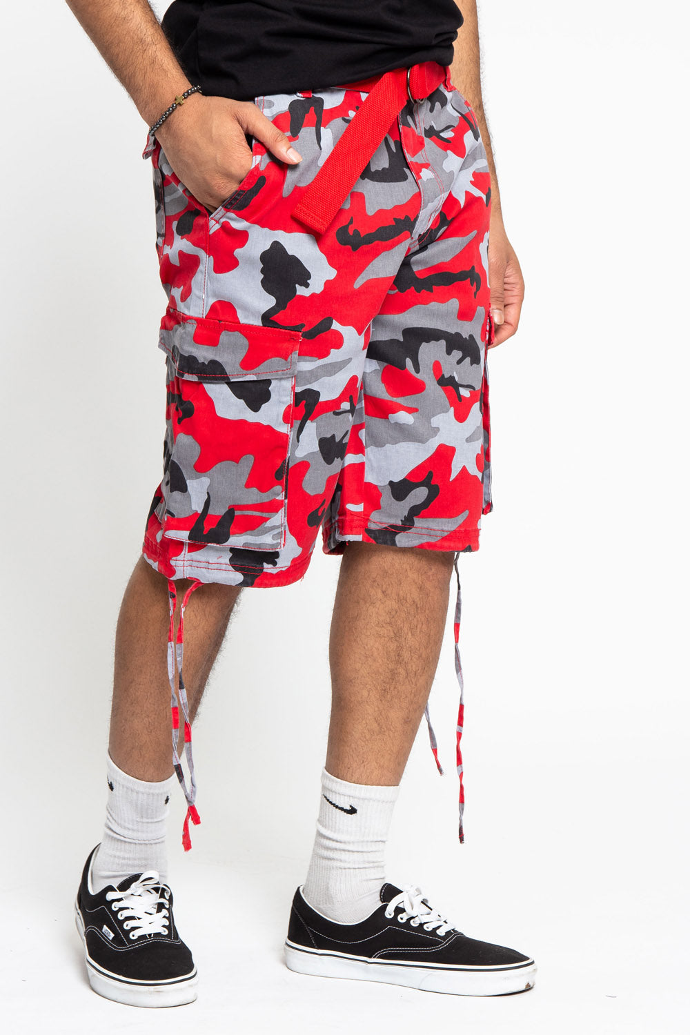 Belted Camo Cargo Shorts