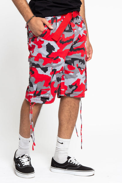 Belted Camo Cargo Shorts