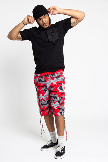 Belted Camo Cargo Shorts